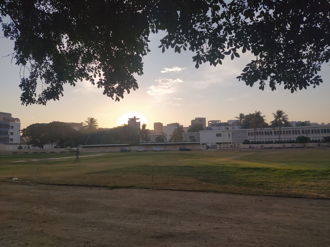 Sunset over the school grounds in Karachi